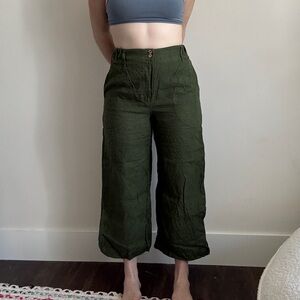 notPERFECTLINEN Sarah fit and flare Forest Green Wide Leg Pants